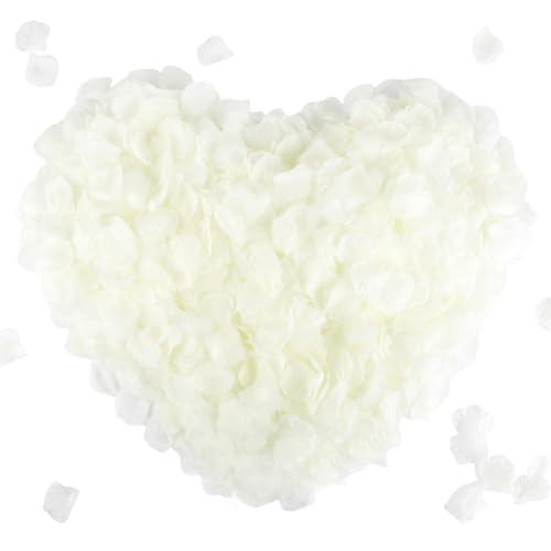 CODE FLORIST 1100 PCS Silk Rose Petals for Valentine's Day,Fake Rose Petals for Romantic Night,Wedding,Proposal Anniversary Flower Decorations(Separated,Scented,Ivory) - color: Ivory, size: Separated 1100 pcs
