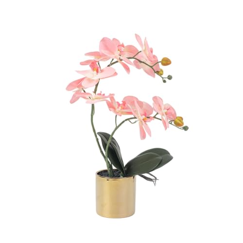 17“ Artificial Orchid Flowers Potted,Realistic Faux Light Purple Flowers in Pots for Bathroom Kitchen Home Office Living Room Table Decor Indoor Outdoor - color: Light Purple