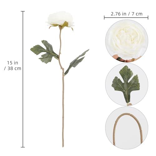 IPOPU 10pcs White Peonies Artificial Flowers Real Touch Silk Peonies with Stems Fake Peony for DIY Wedding Bouquets Bridal Shower Centerpieces Arrangements Party Tables Decorations - color: White