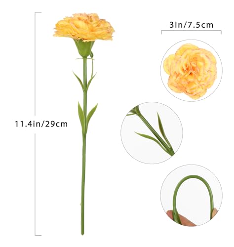 IPOPU Fake Carnations Orange Flowers Artificial 10PCS Carnations Flowers 11.4" Small Fake Flowers Silk Flowers with Stems of Baby Shower Decorations Table Decor Centerpieces (Orange) - color: Orange