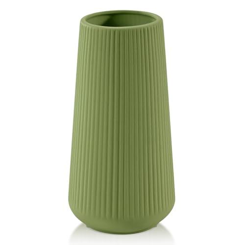 Saga Green Ceramic Vase, GUKJOB Small Cute Flower Vase for Pampas Grass, Home, Living Room, Dining Table, Farmhouse, Office Decor, Bedroom, Table, and Kitchen Shelf (Saga Green) - color: Saga Green
