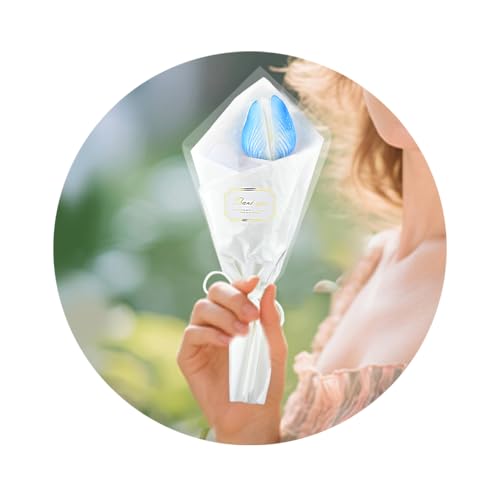 Tulip Home Decor Light Blue Flower Bouquet Fake Silk Tulips Flowers with Stems Real Touch Summer Decoration Artificial Flowers for Outdoors Indoor Single Flower Bouquet Dining Table Centerpiece Decor - color: Light Blue