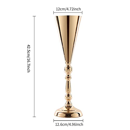 Tabletop Flower Vases for Centerpiece: 16.7in Metal Wedding Flower Gold Vases, 2pcs of Trumpet Vases for Christmas Anniversary Birthday Party Home Decoration Flower Arrangement - color: Gold, size: 2xL