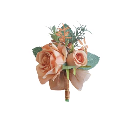 Orange Men Boutonniere for Wedding Party Prom Homecoming Ceremony Anniversary Suit Decorations Artificial Rose Flowers Single Boutonniere for Best Men Groom Groomsmen - color: Orange Boutonniere