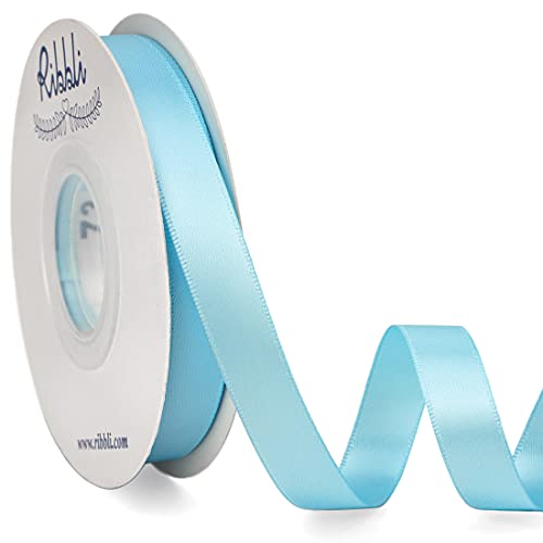 Ribbli Light Blue Double Faced Satin Ribbon,1/2” x Continuous 25 Yards,Use for Craft Bows Bouquet, Gift Wrapping, Wedding Decoration, Floral Arrangement - color: Blue Light, size: 1/2 inch