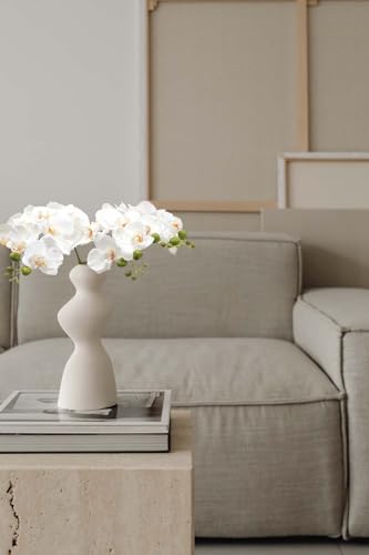 5 Artificial Orchid Flowers 18 Inches Real Touch Faux Phalaenopsis Orchid Flowers Stems Arrangements for Wedding Bridal Bouquets and Home Office Indoor Decorations (White) - color: White