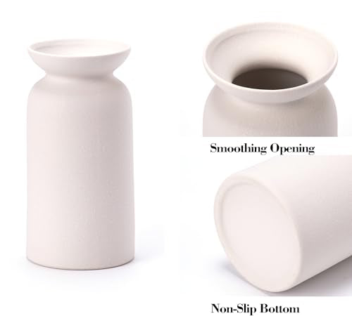 White Ceramic Vase Set of 3 Small Flower Vases for Decor Modern Boho Farmhouse Style Decorative Vases Dried Flowers - color: White-vt12