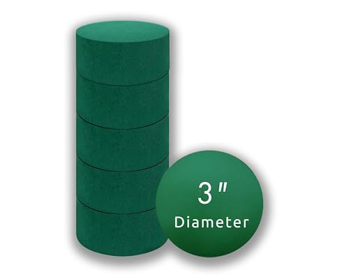 Pack of 6 FLOFARE Round Floral Foam Blocks for Fresh and Artificial Flowers, Each (3" X 1.5"), Dry & Wet Green Flower Foam for Flower Arrangements & Florist Supplies - size: 3 inch