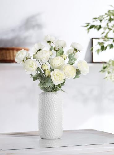 IPOPU White Peonies 6pcs White Artificial Ranunculus Flowers18Heads Faux Peonies 20.47" White Fake Flowers for Floral Arrangements Wedding Decorations for Home Decor Indoor - color: White