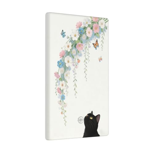 Decorative Art Light Switch Covers Black Cat Hanging Blooms 1 Gang No Device Blank Switchplate Electrical Faceplate for Home Decor - color: Black Cat Hanging Blooms, size: No Blank 1-Gang / 5 x 3 IN