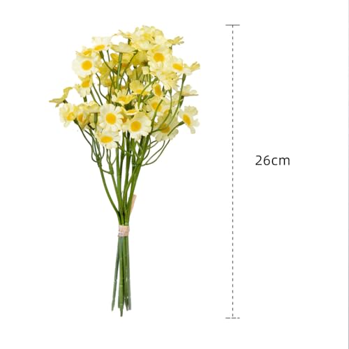 6 Stems Artificial Bouquet Decor Bundle Small Flowers Decorative Flower Set for Home Table Shelf Display, Yellow - color: Yellow