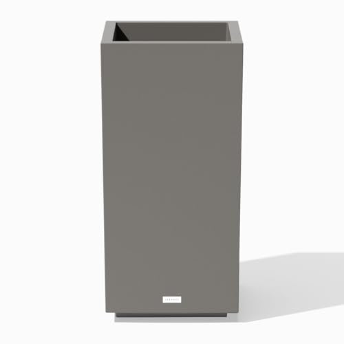Veradek Block Series Pedestal Planter - Tall Planter for Indoor or Outdoor Front Porch | All-Weather Use with Removable Insert Bucket | Modern Décor for Flowers, Tall Trees, Faux Plants - color: Gray, size: 32"H x 15.5"W