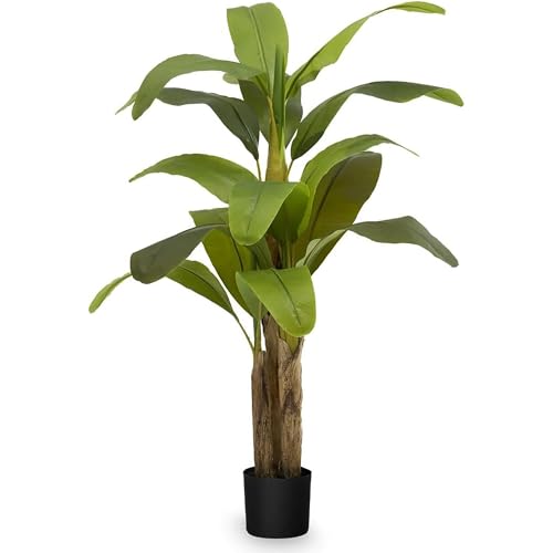Maia Shop 5ft Artificial Banana Tree Plant for House, Apartment or Office – Realistic Fake Indoor Plants for Living Room, Kitchen, Bedroom, Entryway or Bathroom – Faux Greenery for Home Décor - color: Banana, size: 5ft