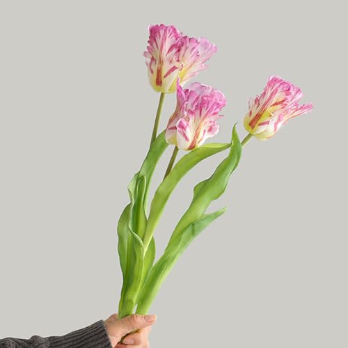3PCS Artificial Parrot Tulips Made of Silk Flowers and Plastic Rods, Ideal for Living Room, Dining Room, Office, Festival and Party Decorations (Purple) - color: Purple