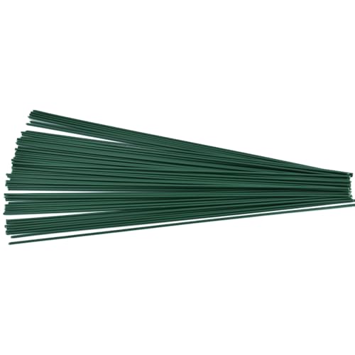 HAHIYO 2mm 14Gauge Dark Green PE-Wrapped Metal Floral Wire 12 Inches(30cm), 70 Pack Flexible Paddle Wires Florist Wire Garden Wires for Craft Christmas Wreath Flower Arrangement Bouquet Wedding DIY