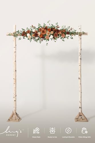 Ling's moment Wedding Arch Flowers - 6.5FT Floral Garland for Ceremony Arbor Backdrop Decoration - Artificial Rose Floral Swag for Sweetheart Table Birthday Party, Baby Shower, Terracotta Orange - color: Or-sunset Terracotta