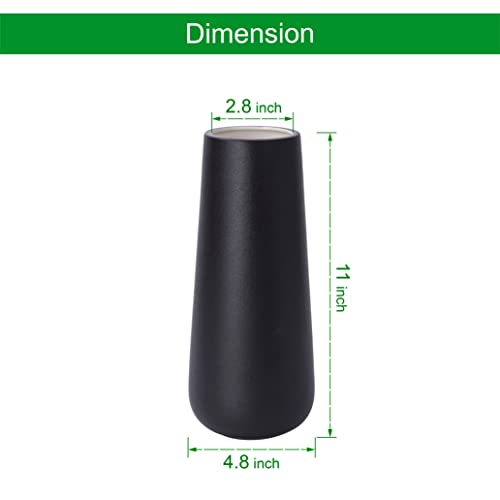 D'vine Dev 11 Inch Ceramic Flower Vase Textured Finishing, Minimalist Design for Kitchen, Bedroom, Living Room, Centerpieces, Office, Raven Grain, VS-XH-B-2 - color: Raven Grain, size: 11 Inch