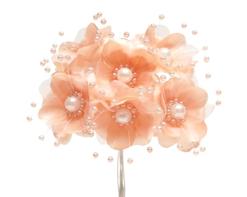 72PC Artificial Silk Pearl Spray Craft Flower for Home Craft Decor DIY Wedding Bridal Veil Headband Dress Cake Topper Embellishment Scrapbook Favor Corsage Floral Bouquet Arrangement (Blush) - color: Blush