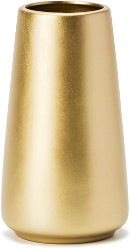 Light Gold Vase - 6" Gold Ceramic Flower vase for Home/Table/Accent Decor, Minimalist Modern Vases Ceramic for Centerpieces, Room Decor, Living Room, Bedroom or Gift - color: Light Gold, size: Small