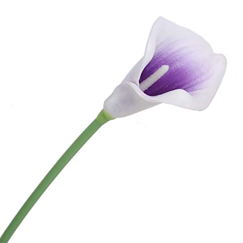 Faylapa 20 Pcs Artificial Calla Lily Real Touch Flowes Fake Flowers Wedding Bouquets Home Floral Decorations (Purple Stamen) - color: Purple Stamen