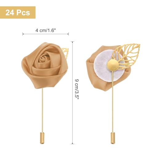 uxcell 24pcs Champagne Rose Boutonnieres Flower Buttonholes Pocket Boutonnieres Pins for Wedding Ceremony Anniversary Prom Formal Dinner Party - color: Champagne