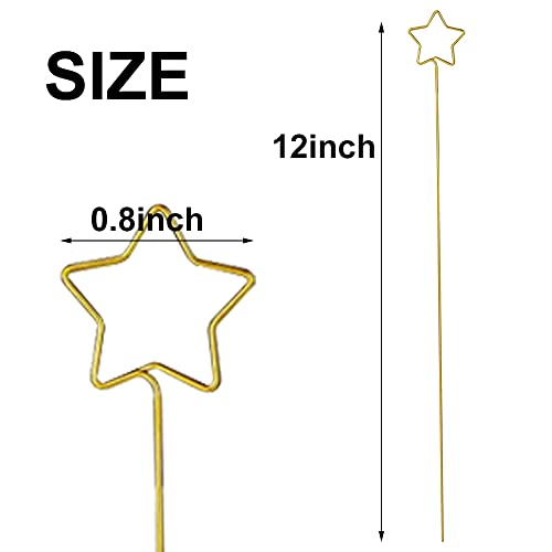 H&W 12''L Golden Ring Loop Star Shape Card Holders 40PCS Floral Picks Clips for Wedding & Flower Arrangements, DIY Craft Wire Clip Table Card Holders Note Photo Picture Memo Cake Topper (Star) - color: Star