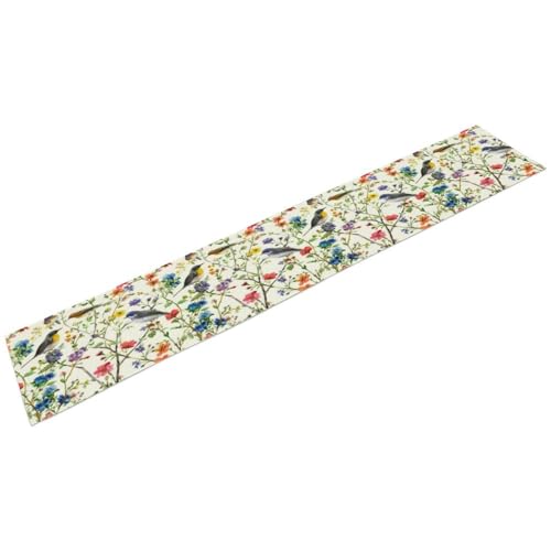 Spring Bird Floral Table Runner,Summer Birds Table Runner Burlap Table Decoration for Seasonal Home Kitchen Dining Dinner Indoor Holiday Farmhouse Decor 13x36 Inch - color: Bird_11, size: 13x36inch