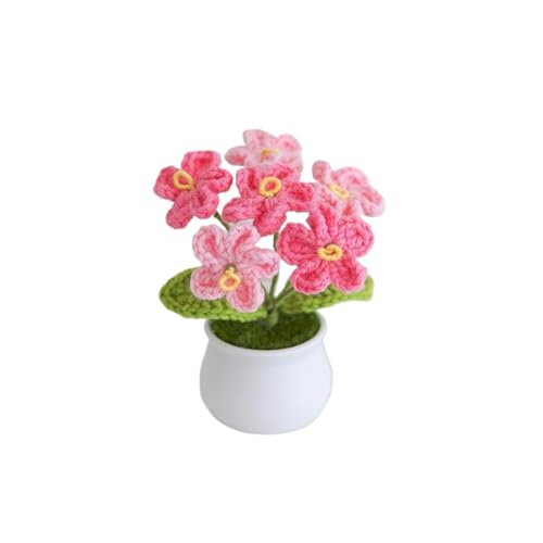 Artificial Crochet Flowers, Handmade Knit Floral Arrangements for Home Decor, Wedding Bouquet Centerpiece Gift for Mother’s Day, Birthday, Anniversary, Kitchen, Office Desk (Gradient Pink-A) - color: Gradient Pink-a