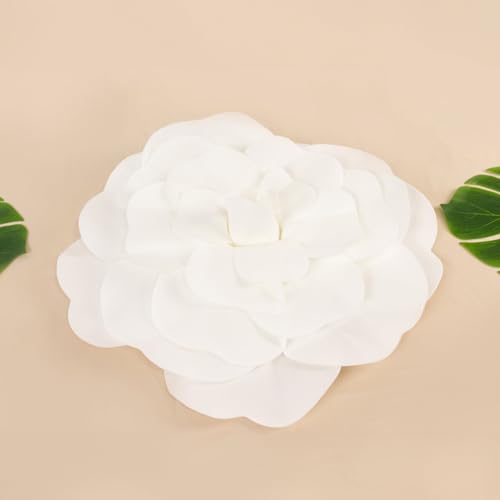 Efavormart Huge 3D Foam Roses for Wedding Decor - 2 Pack 20” White Real Feel Artificial Flowers, Large Party Backdrop - color: White, size: 20 Inch (2 Pack)