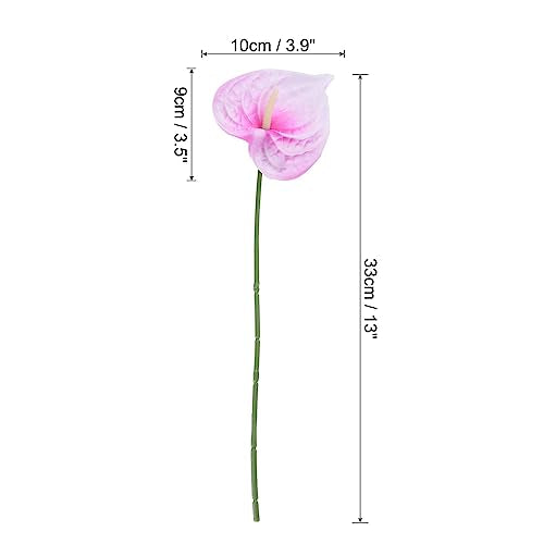 PATIKIL 13" Artificial Anthurium Lily Flowers, 10 Pack Permanent Flower Floral Arrangements Bouquet for Home Decor Bridal Wedding Festival Party Fuchsia White - color: Fuchsia White