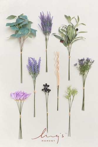 Ling's moment Artificial Greenery Stems Box Set, 37pcs with 9 Kinds of Faux Greenery Picks for DIY Bridal Bouquets Wedding Floral Arrangement Table Centerpieces, Lavender & Plum - color: Prpl-lavender & Plum