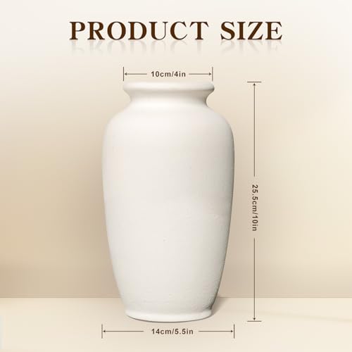 White Ceramic Vase-Boho Decorative Vase,Terracotta Tall Vases Decorative Pottery are Suitable for Decorating Living Rooms,Kitchens,and Bedrooms. - color: White L