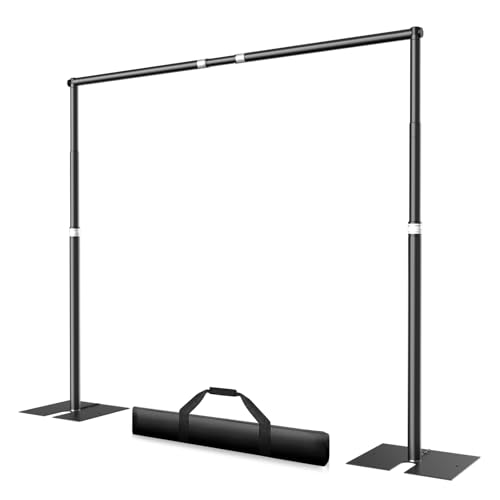 EMART Heavy Duty Backdrop Stand for Parties, 8.5x10 ft Pipe and Drape Adjustable Back Drop Stand Kit with Flat Base, Sturdy Photo Background Frame DIY Pole for Flower Wall Wedding Curtain - color: Black, size: 10X8.5ft