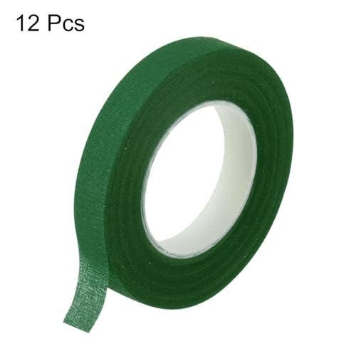 HARFINGTON 12 Rolls Floral Tapes 1/2 Inch 30 Yards Flower Adhesive Waterproof Tape for Floral Arranging Wedding Bouquet Wrap Craft Florist Tape, Dark Green - color: Dark Green