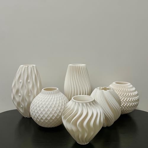 White Minimalist Small Vase, Flower Holders for Pampas Grass Decor, Coffee Table & Shelf Decor, Aesthetic Vases for Flower Bouquet, Trendy Home Decor, Entryway & Modern Floreros (Tulips Vase) - color: Tulips Vase