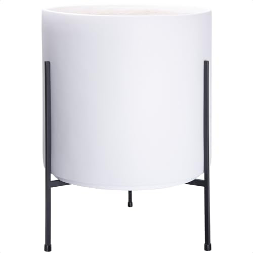D'vine Dev Modern White Plants Pot Cylinder Planter with Heavy Duty Stand, XX-Large 16 Inch Pot, 22.8 Inch with Stand Height, 96-T-A-5 - color: White, size: XX-Large 16 Inch