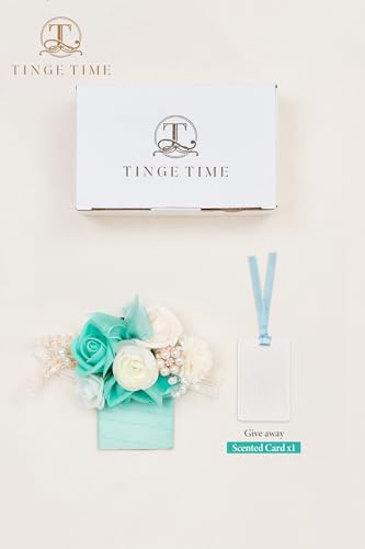 TINGE TIME Boutonniere for Men Wedding,Groom and Best Man Boutonniere for Wedding, Prom, Homecoming, Anniversary, Graduation, Christmas Dinner (1, Teal Blue & Champange) - color: Tb&cp
