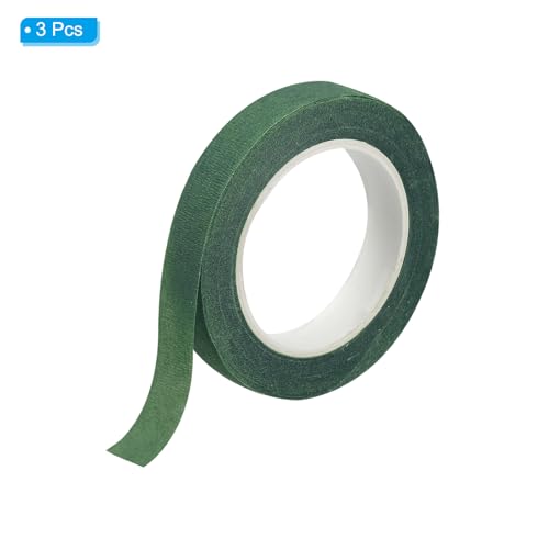 PATIKIL Floral Tape 1/2" x 20 Yard / 12mm x 20m, 3 Pack Flower Wrap Adhesive Tape for Bouquet Stem Wrapping, Green Black - color: Green Black