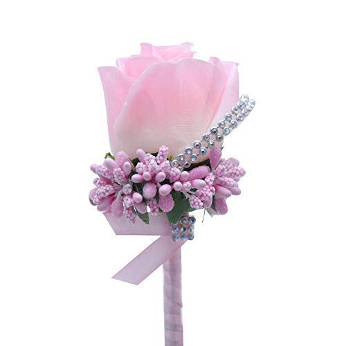 2 PCS Wedding Boutonniere Artificial Flower Groom Groomsman Corsage Rose Silk Suit for Wedding Prom Homecoming Light Pink - color: Light Pink