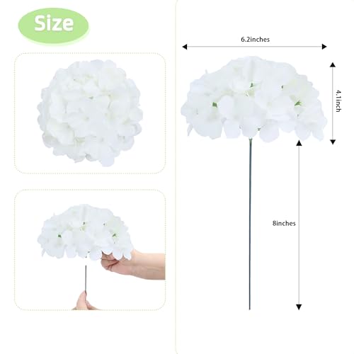 AVIVIHO 100PCS White Hydrangea Artificial Flowers Bulk (No Steaming Need) Fluffy Ivory Fake Hydrangeas Silk Flowers with Stems for Table Centerpieces Party Wedding Home DIY Florals Arch Decor - color: Ivory, size: 100PCS