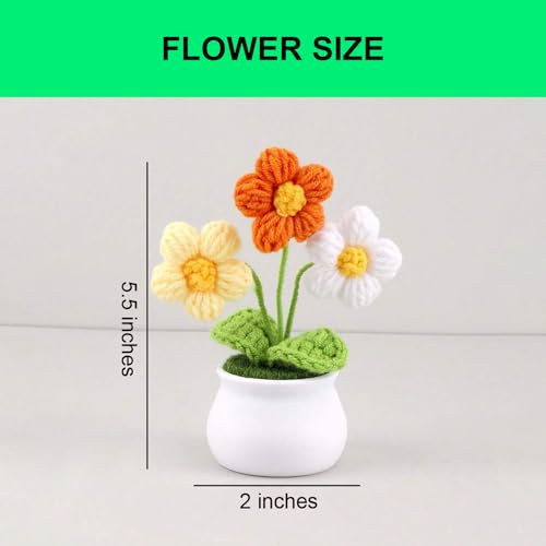 Crochet Artificial Sunflower for Home Office Desk Car, Cute Fake Plants Knitted Flowers Funny Party Decor Gifts - color: Puff Flower