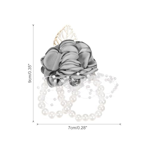 MECCANIXITY Wrist Corsage Artificial Flower Bracelets Pack of 1 Rose Wrist Bride Groom Decorative for Wedding Ceremony Prom Party Anniversary, 9x7cm Light Grey - color: Light Grey