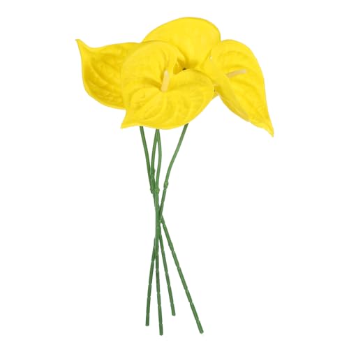 uxcell 4Pcs 11inch Artificial Anthurium Lily Flowers, Permanent Flower Bouquet for Home Arrangements Wedding Festival Decoration Crafts Store Decor Accessories, Yellow - color: Yellow
