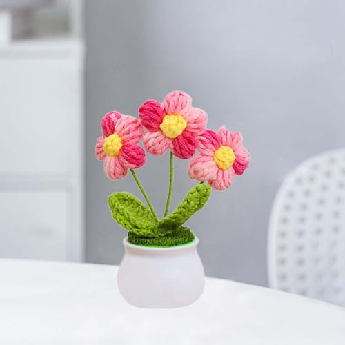 Crochet Flowers Cute Flower for Women,Knitting Flowers Gift for Friends,Mother, Coworkers, Valentines,Graduation, Christmas,Office Desk & Home Decoration(Pink) - color: Pink