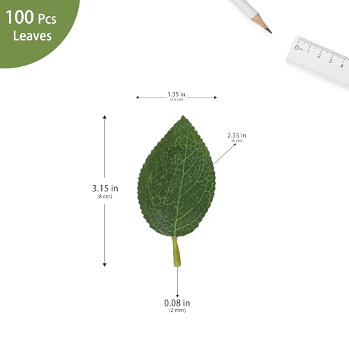 100 Pcs Artificial Flowers Green Leaf Bulk Faux Greenery Silk Fake Rose Leaves Bouquet Garland Wreath Floral Arrangement Supplie DIY Craft (1 Medium-Leaf Green) - color: 10. 1 Medium-leaf Green
