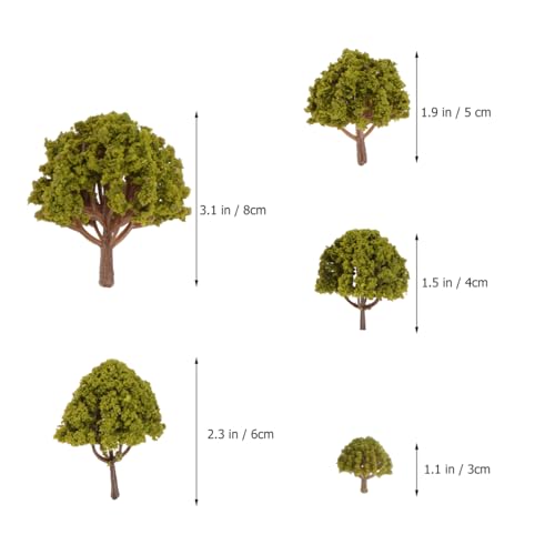 BESPORTBLE Model Scenery Landscape Trees 20Pcs Miniature Trees 3.14-1.96In Green for Train Scenery Terrain Railroad Layout Diorama Model Railroad Accessories