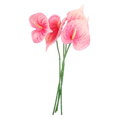 uxcell 4Pcs 11inch Artificial Anthurium Lily Flowers, Permanent Flower Bouquet for Home Arrangements Wedding Festival Decoration Crafts Store Decor Accessories, Pink - color: Pink