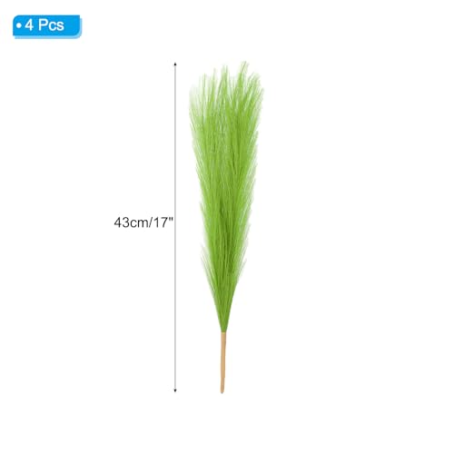 PATIKIL 17 Inch Faux Pampas Grass, 4 Pcs Boho Decor for Home Decoration Artificial Tall Fluffy Stems for Wedding Flower Party Vase Arrangement Centerpieces, Grass Green - color: Grass Green