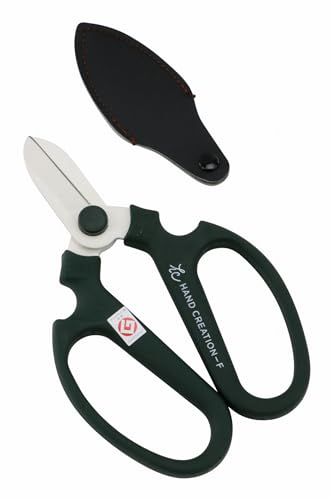 Japanese Floral Scissors - SAKAGEN Hand Creation, Professional Ultra Sharp Flower Shears for Floral Design, Ikebana & Gardening, Made in Japan, F-170 (Moss Green) - color: Moss Green