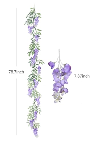 Duovlo 4Pcs 6.6Ft/Piece Imitation Silk Wisteria Garland Hanging Flower Vine for Home Outdoor Garden Ceremony Wedding Arch Floral Decor (Light Purple) - color: Light Purple